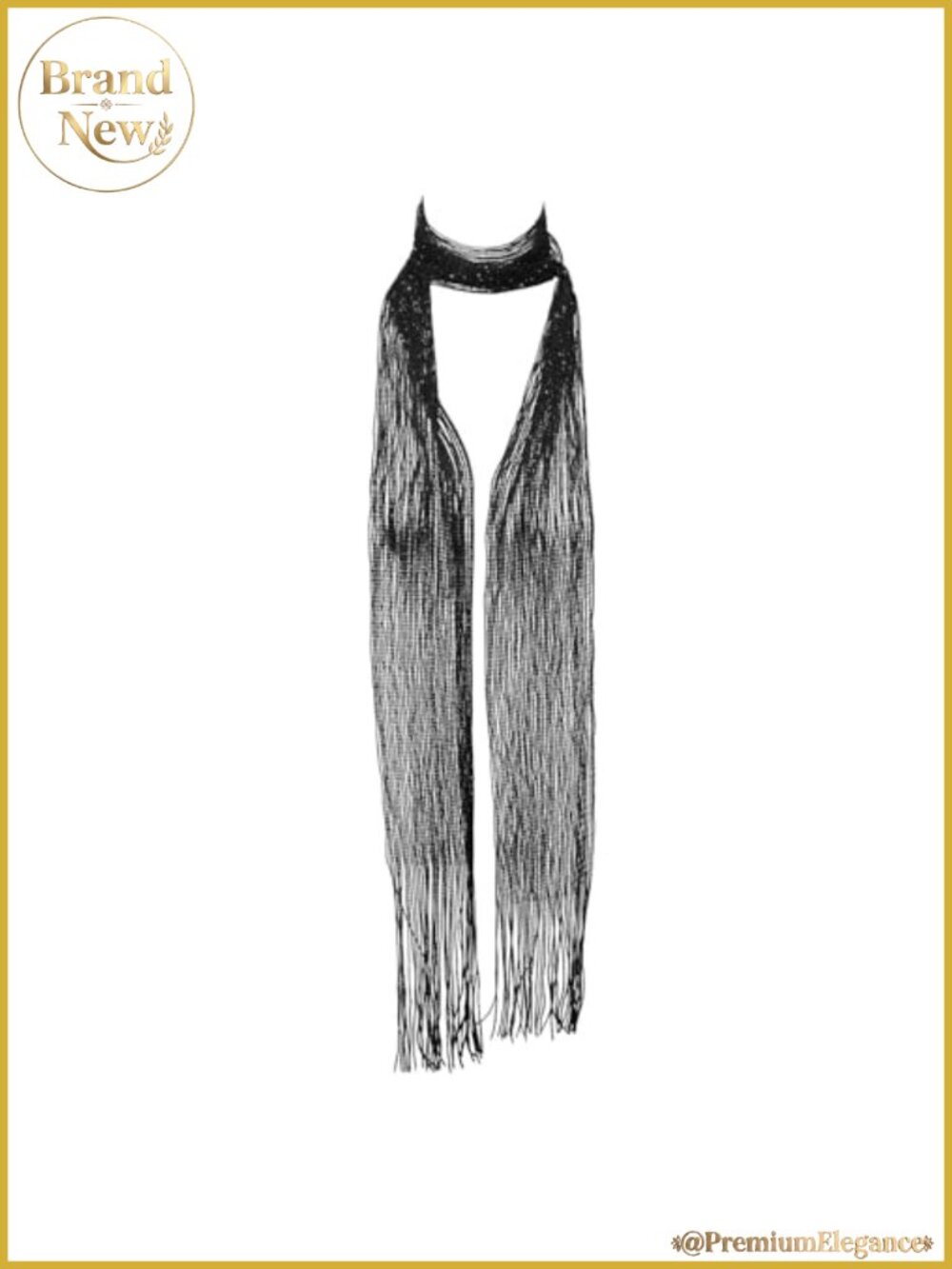 Skinny Sequin Scarf with Tassel Fringe Polyester Long Fashion Wrap
